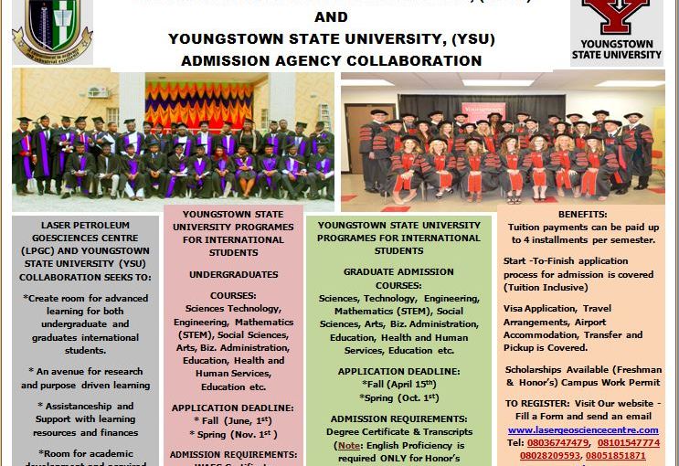 STUDY IN YOUNGSTOWN STATE UNIVERSITY (YSU), UNITED STATES- IN COLLABORATION WITH LASER PETROLEUM GEOSCIENCE CENTRE (LPGC)